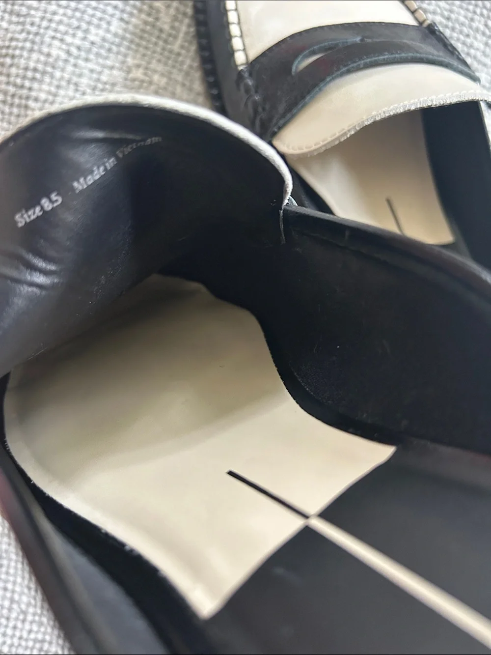 Dolce Vita Black and Cream Leather Penny Loafer Mules